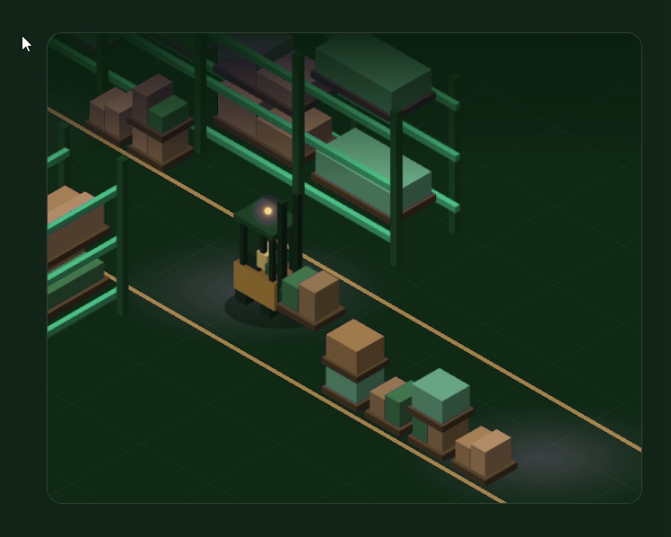 Warehouse forklift moving stock between racking